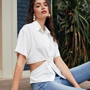 Front tie back cutout top